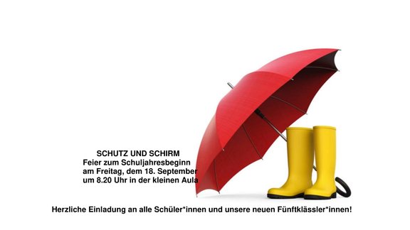Einladung mit einer Grafik mit Gummistiefeln und Regenschirm