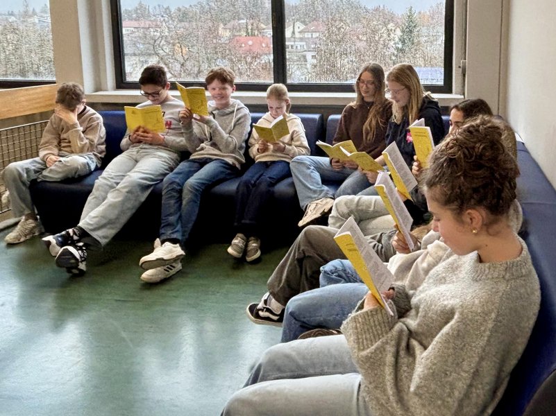 Schüler lesen zusammen